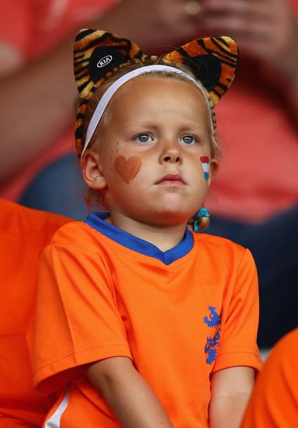 Una giovanissima tifosa della nazionale olandese di calcio (Getty Images)